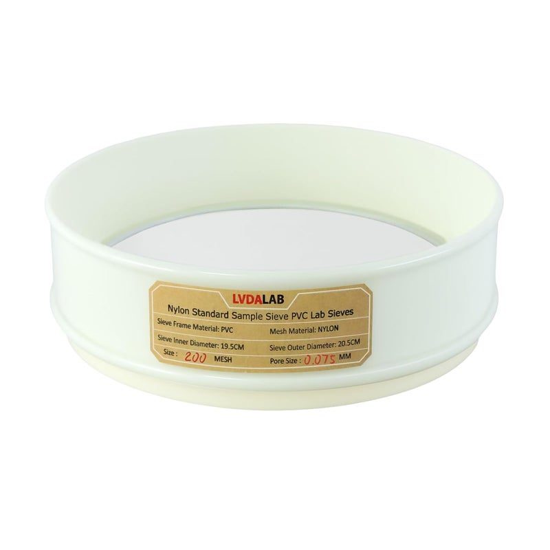LVDALAB PVC Nylon Lab Sieve 200 Mesh(0.075mm), 7.9Inch(20cm) Diameter Sample Sifter Strainer for Industrial Lab Home - Image 1